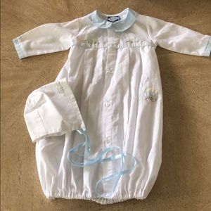Hand embroidered gown with trains size 0-3 months